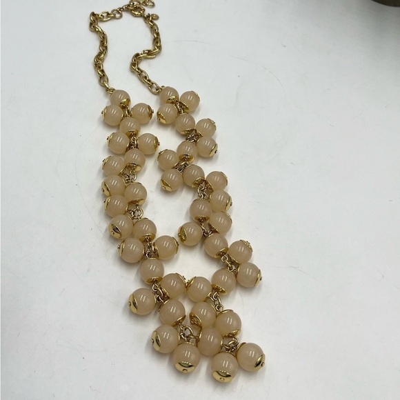 J. Crew Peach Faux Pearl Bauble Statement Gold Tone Necklace - Picture 10 of 13